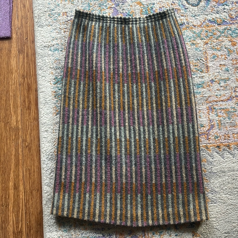 Vintage Missoni Wool Multicolor Striped Skirt